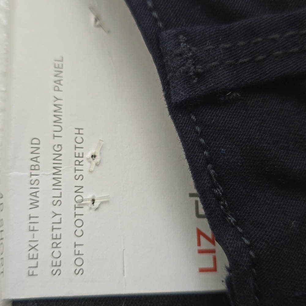 Liz Claiborne Sara Slim Leg Mid Rise Stretch Black Jeans Size 4PS Short NWT - Picture 3 of 10